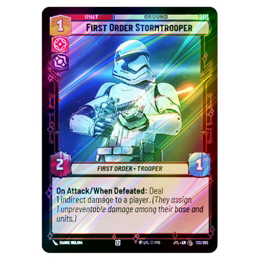 First Order Stormtrooper Common card from the Star Wars Unlimited set Jump to Lightspeed
