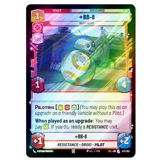 BB-8 Happy Beeps Uncommon card from the Star Wars Unlimited set Jump to Lightspeed