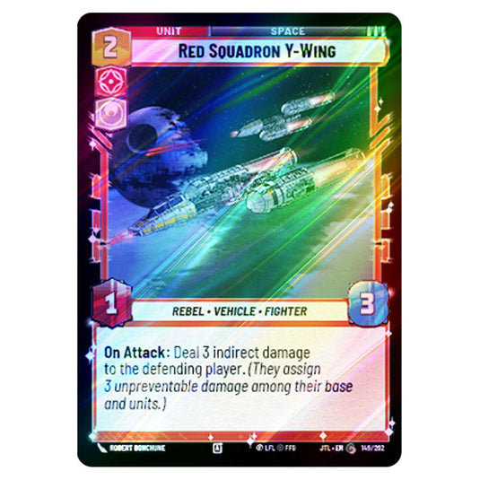 Red Squadron Y-Wing Common card from the Star Wars Unlimited set Jump to Lightspeed