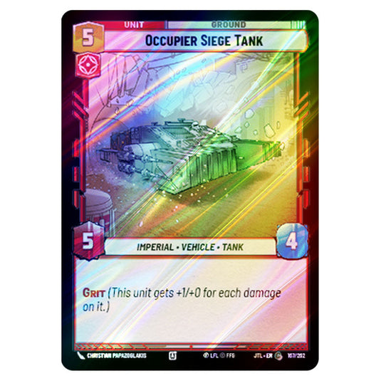 Occupier Siege Tank Common card from the Star Wars Unlimited set Jump to Lightspeed