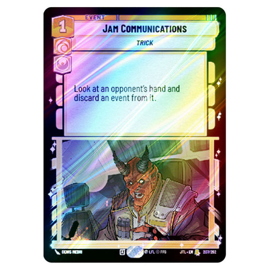 Jam Communications Rare card from the Star Wars Unlimited set Jump to Lightspeed
