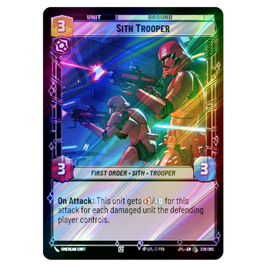 Sith Trooper Common card from the Star Wars Unlimited set Jump to Lightspeed