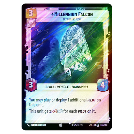 Millennium Falcon Get Out And Push Special card from the Star Wars Unlimited set Jump to Lightspeed