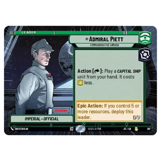 Admiral Piett Commanding the Armada Rare card from the Star Wars Unlimited set Jump to Lightspeed
