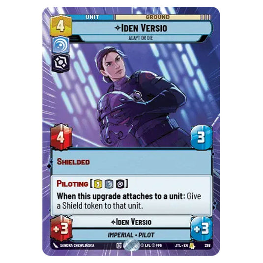 Iden Versio Adapt or Die Rare card from the Star Wars Unlimited set Jump to Lightspeed