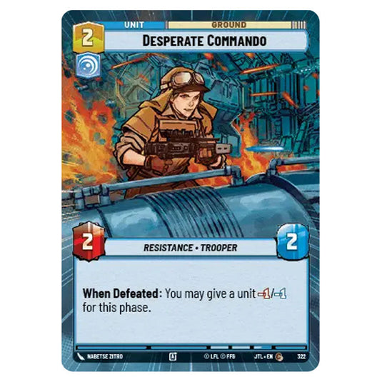 Desperate Commando Common card from the Star Wars Unlimited set Jump to Lightspeed