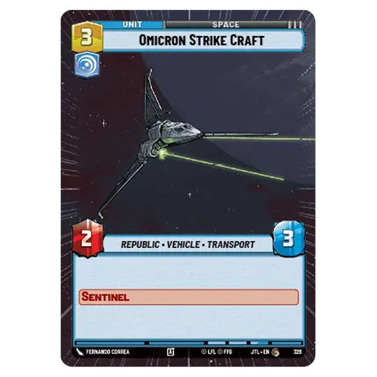 Omicron Strike Craft Common card from the Star Wars Unlimited set Jump to Lightspeed