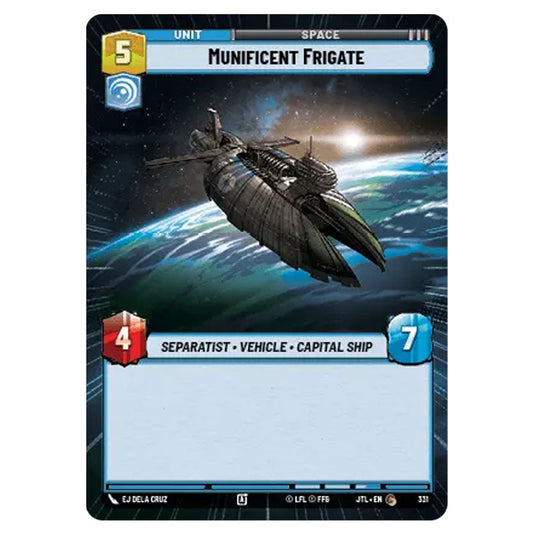 Munificent Frigate Common card from the Star Wars Unlimited set Jump to Lightspeed