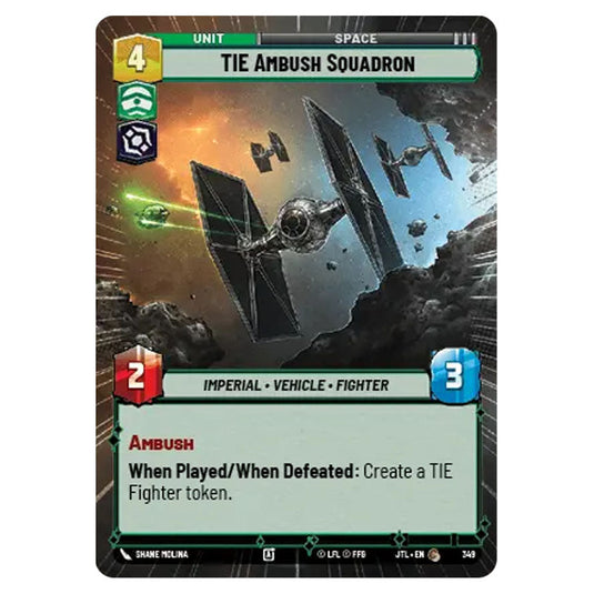 TIE Ambush Squadron Common card from the Star Wars Unlimited set Jump to Lightspeed
