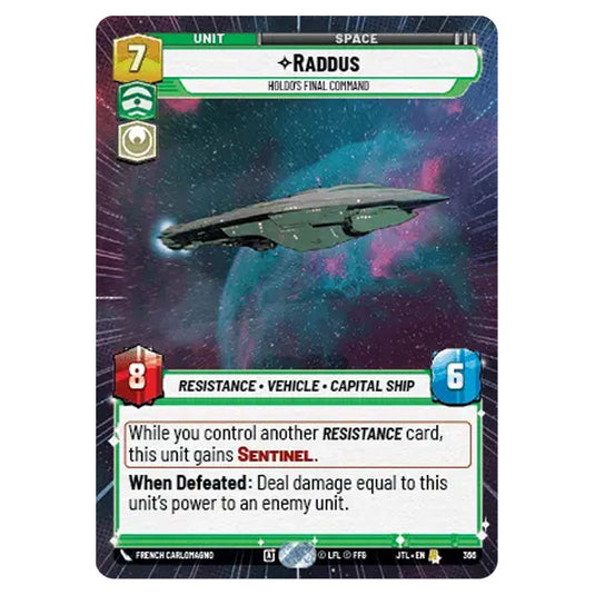 Raddus Holdo's Final Command Rare card from the Star Wars Unlimited set Jump to Lightspeed