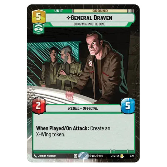 General Draven Doing What Must Be Done Rare card from the Star Wars Unlimited set Jump to Lightspeed