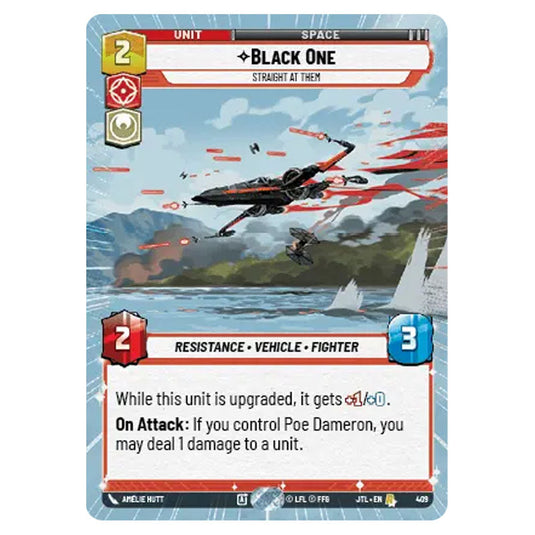 Black One Straight At Them Rare card from the Star Wars Unlimited set Jump to Lightspeed