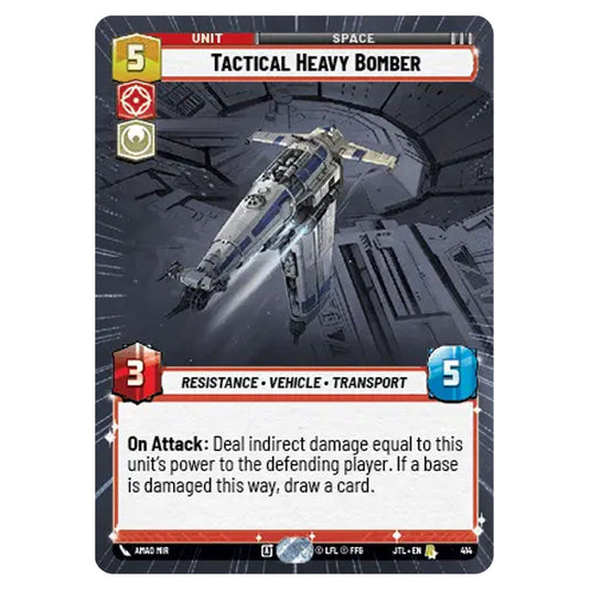 Tactical Heavy Bomber Rare card from the Star Wars Unlimited set Jump to Lightspeed