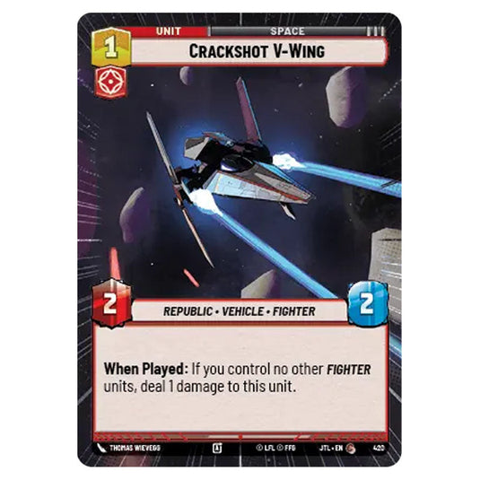 Crackshot V-Wing Common card from the Star Wars Unlimited set Jump to Lightspeed