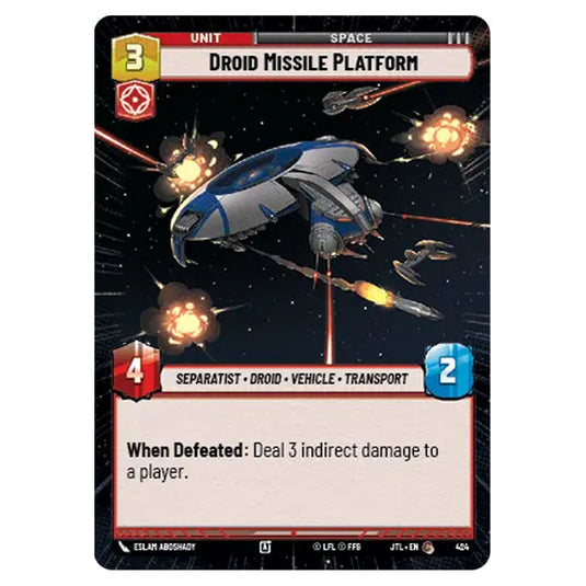 Droid Missile Platform Common card from the Star Wars Unlimited set Jump to Lightspeed