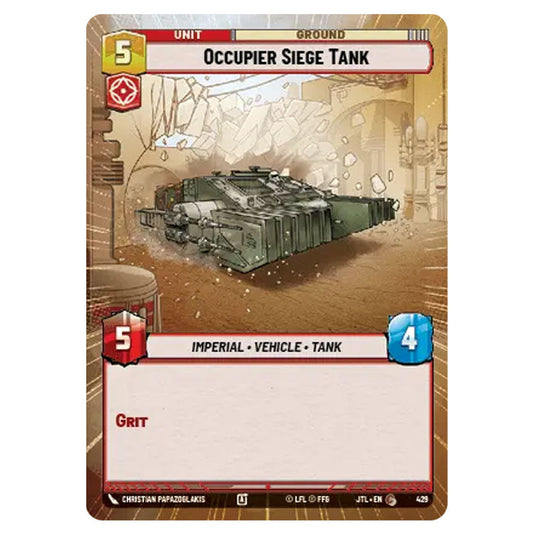 Occupier Siege Tank Common card from the Star Wars Unlimited set Jump to Lightspeed