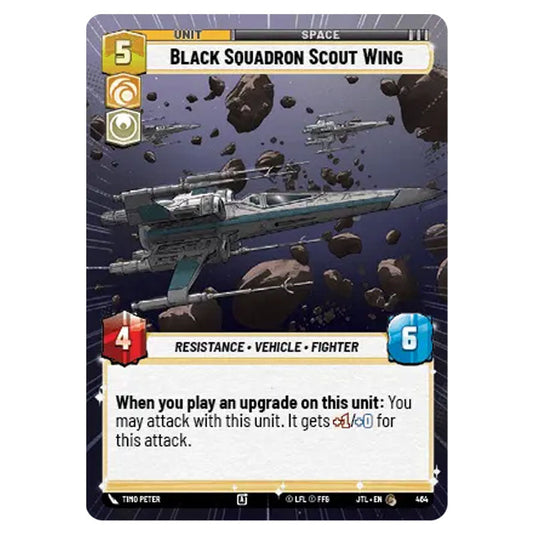 Black Squadron Scout Wing Common card from the Star Wars Unlimited set Jump to Lightspeed