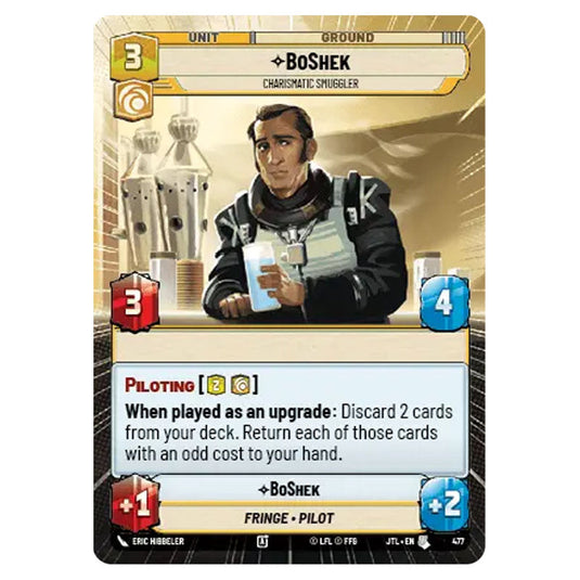 BoShek Charismatic Smuggler Uncommon card from the Star Wars Unlimited set Jump to Lightspeed