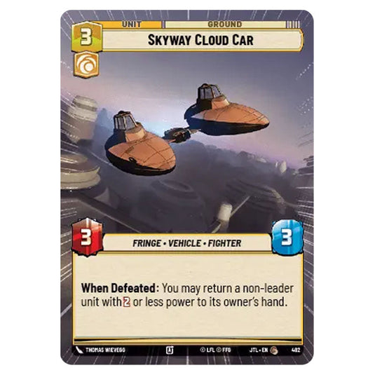 Skyway Cloud Car Common card from the Star Wars Unlimited set Jump to Lightspeed