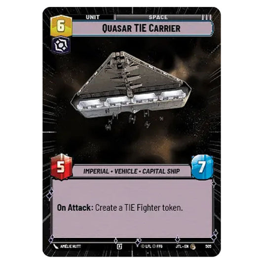 Quasar TIE Carrier Common card from the Star Wars Unlimited set Jump to Lightspeed