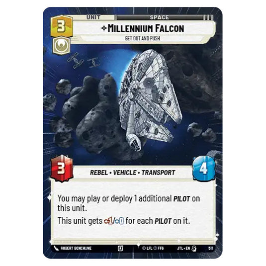 Millennium Falcon Get Out And Push Special card from the Star Wars Unlimited set Jump to Lightspeed