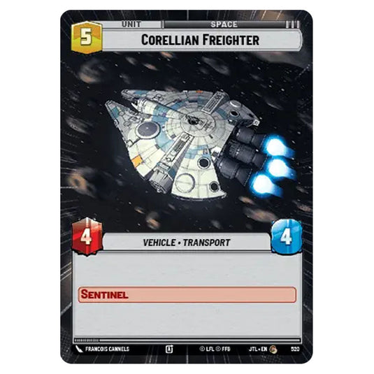Corellian Freighter Common card from the Star Wars Unlimited set Jump to Lightspeed
