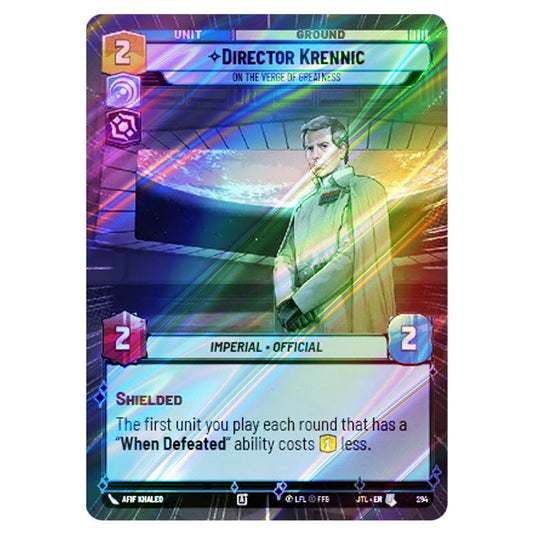 Director Krennic On the Verge of Greatness Uncommon card from the Star Wars Unlimited set Jump to Lightspeed