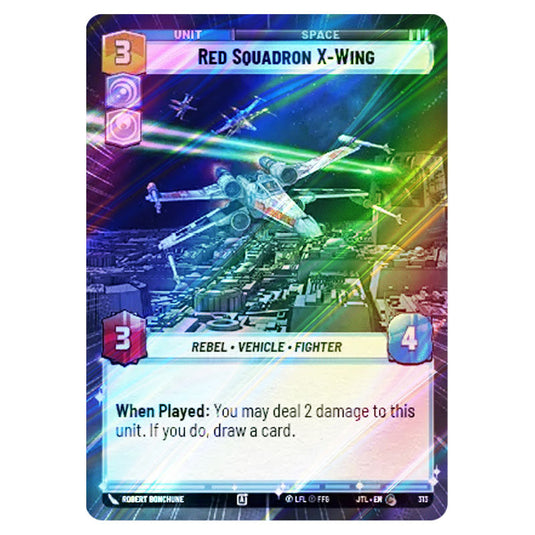Red Squadron X-Wing Common card from the Star Wars Unlimited set Jump to Lightspeed
