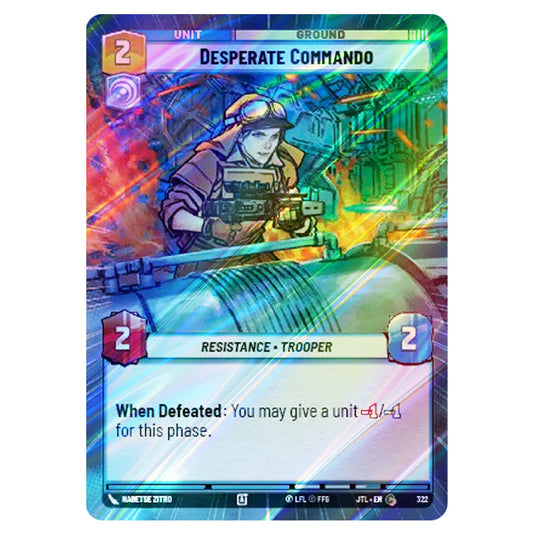Desperate Commando Common card from the Star Wars Unlimited set Jump to Lightspeed