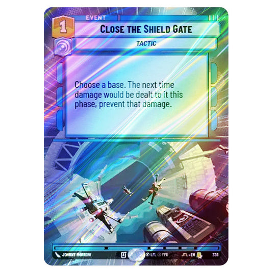 Close the Shield Gate Rare card from the Star Wars Unlimited set Jump to Lightspeed