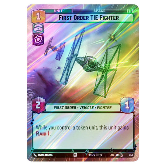 First Order TIE Fighter Common card from the Star Wars Unlimited set Jump to Lightspeed
