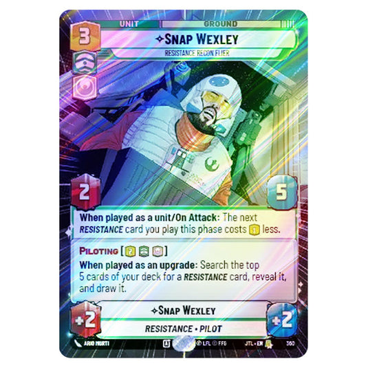Snap Wexley Resistance Recon Flier Rare card from the Star Wars Unlimited set Jump to Lightspeed