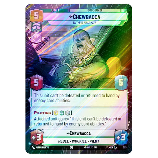 Chewbacca Faithful First Mate Special card from the Star Wars Unlimited set Jump to Lightspeed