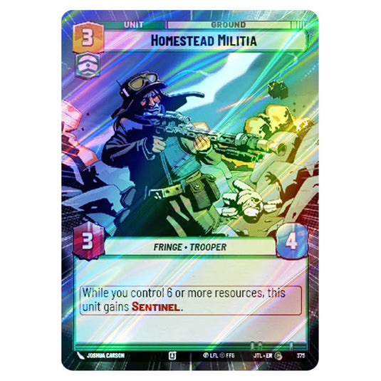 Homestead Militia Common card from the Star Wars Unlimited set Jump to Lightspeed