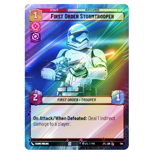 First Order Stormtrooper Common card from the Star Wars Unlimited set Jump to Lightspeed