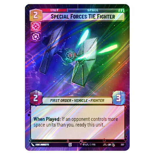 Special Forces TIE Fighter Common card from the Star Wars Unlimited set Jump to Lightspeed