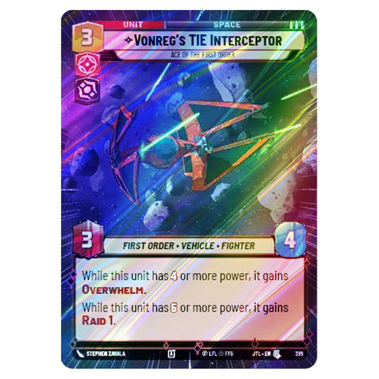 Vonreg's TIE Interceptor Ace of the First Order Uncommon card from the Star Wars Unlimited set Jump to Lightspeed