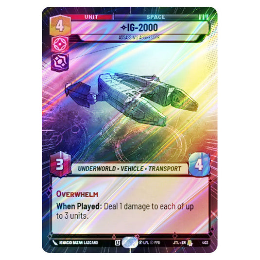 IG-2000 Assassin's Aggressor Rare card from the Star Wars Unlimited set Jump to Lightspeed