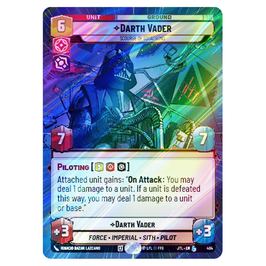 Darth Vader Scourge of Squadrons Legendary card from the Star Wars Unlimited set Jump to Lightspeed