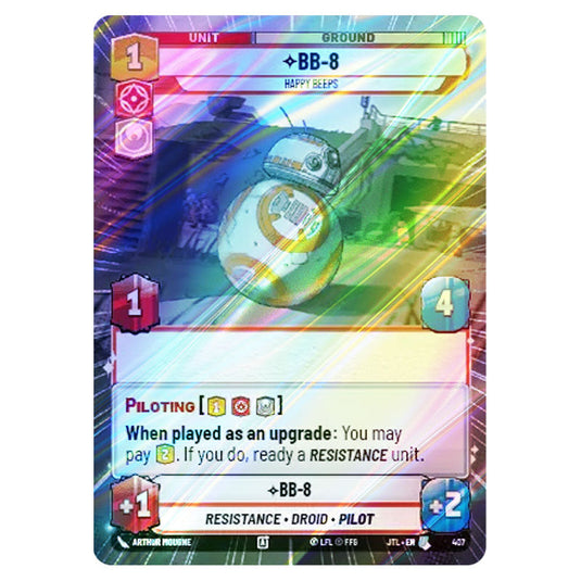 BB-8 Happy Beeps Uncommon card from the Star Wars Unlimited set Jump to Lightspeed