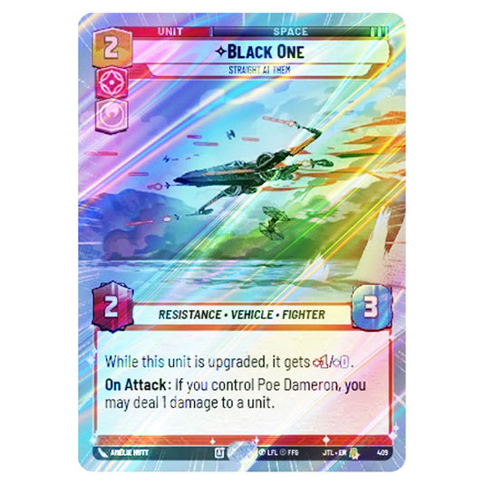 Black One Straight At Them Rare card from the Star Wars Unlimited set Jump to Lightspeed