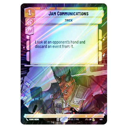 Jam Communications Rare card from the Star Wars Unlimited set Jump to Lightspeed