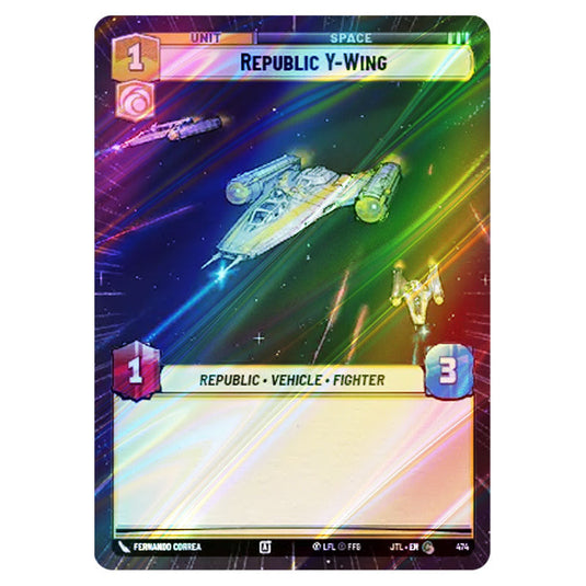 Republic Y-Wing Common card from the Star Wars Unlimited set Jump to Lightspeed