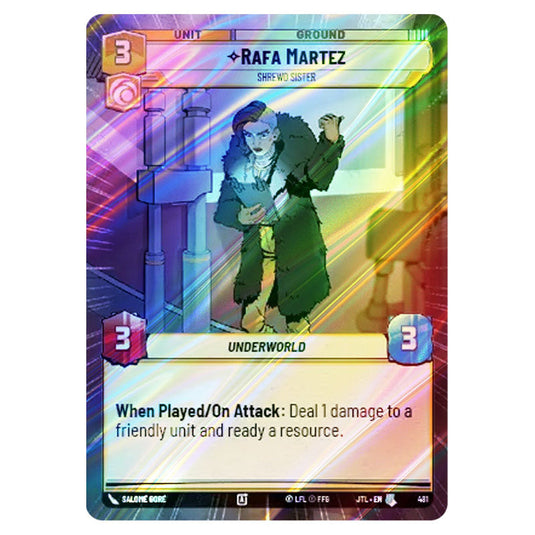 Rafa Martez Shrewd Sister Uncommon card from the Star Wars Unlimited set Jump to Lightspeed