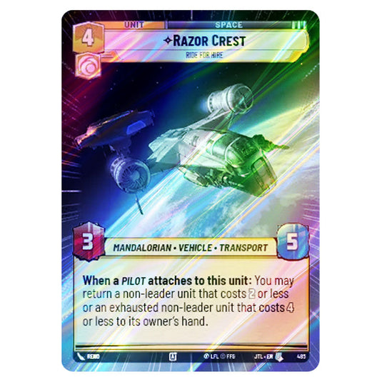 Razor Crest Ride For Hire Uncommon card from the Star Wars Unlimited set Jump to Lightspeed