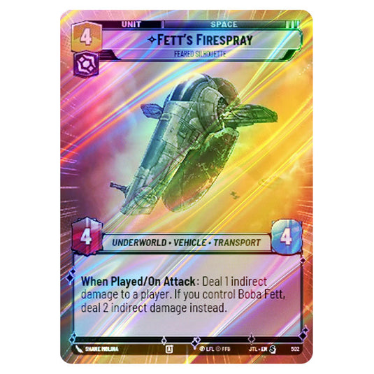 Fett's Firespray Feared Silhouette Special card from the Star Wars Unlimited set Jump to Lightspeed