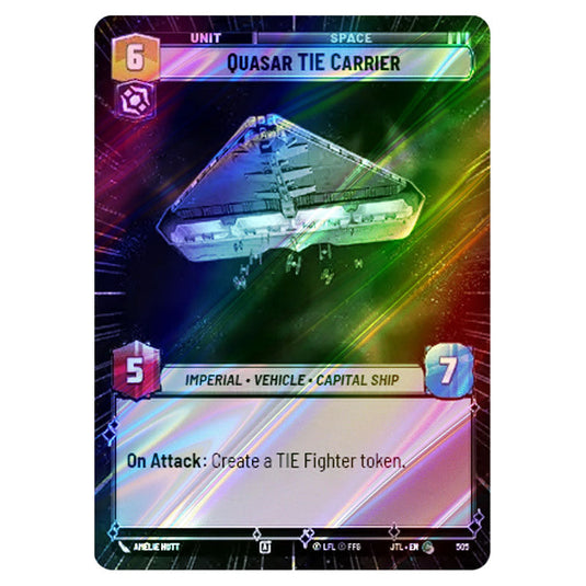 Quasar TIE Carrier Common card from the Star Wars Unlimited set Jump to Lightspeed