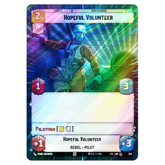 Hopeful Volunteer Common card from the Star Wars Unlimited set Jump to Lightspeed