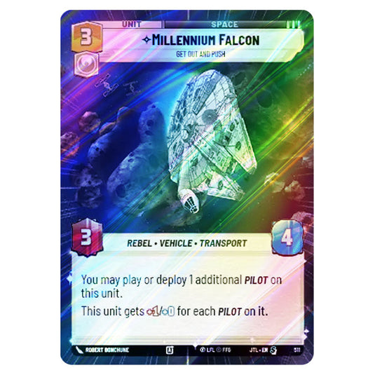Millennium Falcon Get Out And Push Special card from the Star Wars Unlimited set Jump to Lightspeed