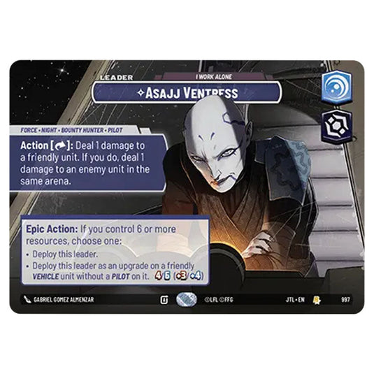 Asajj Ventress I Work Alone Rare card from the Star Wars Unlimited set Jump to Lightspeed